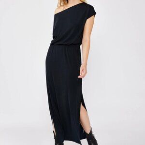 Lovestitch Black Off- Shoulder Split Leg Maxi Dress.